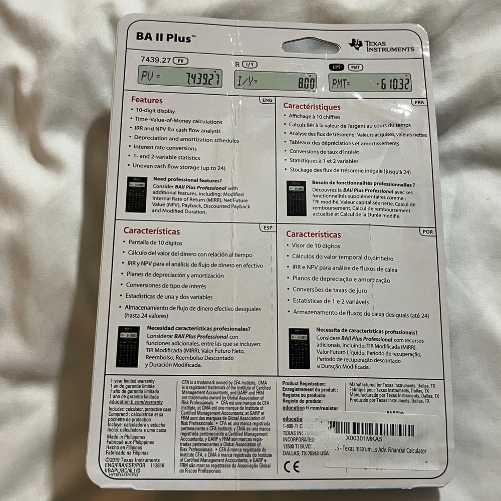 Texas Instruments BA II Plus Financial Calculator in Black - Picture 5 of 5